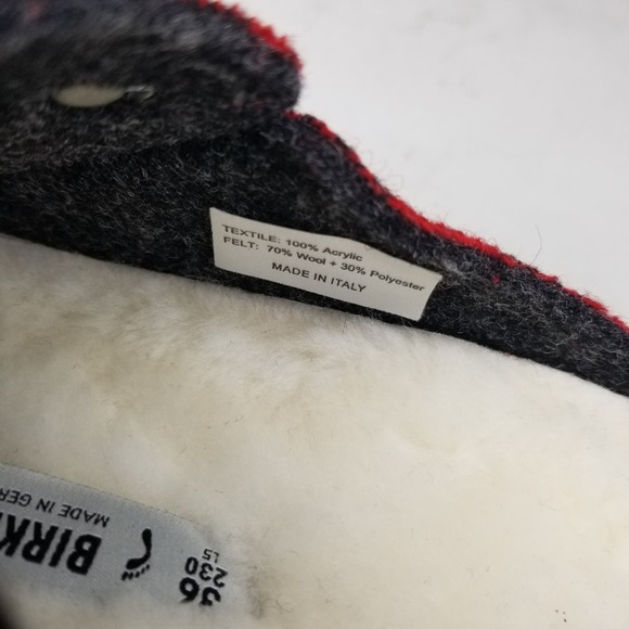 Birkenstock Zermatt Shearling Wool Felt Plaid White